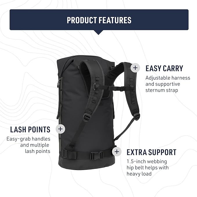 Sea to Summit Big River Dry Backpack with Adjustable Harness, 50 Liter, Picante Red