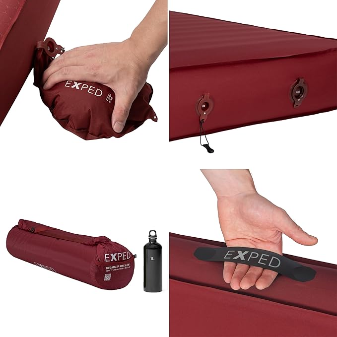 Exped MegaMat Max Long X-Wide - Self Inflating Plush Sleeping Mat, 6” Foam Pad, Pump Included