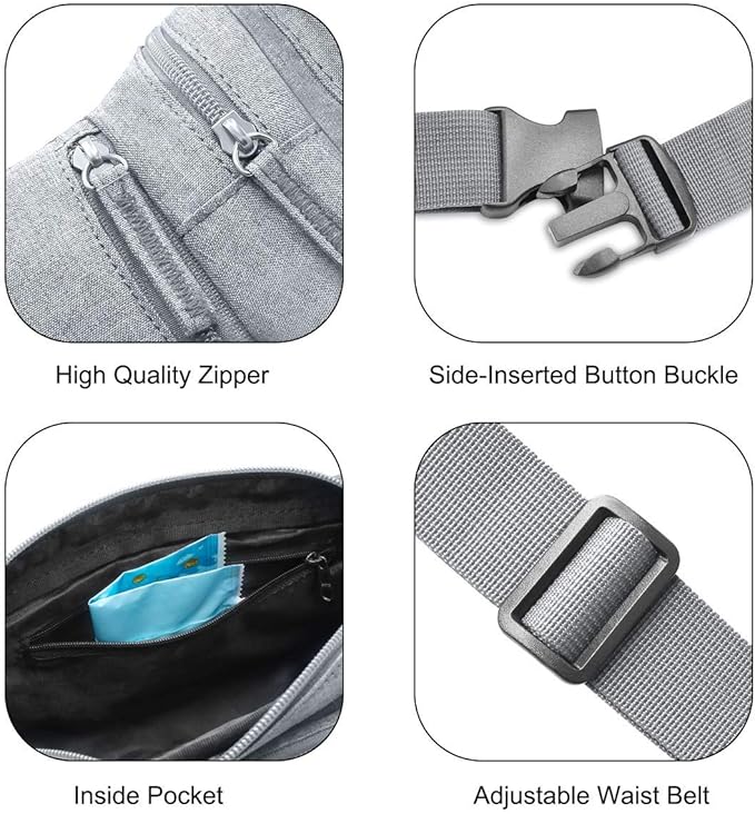 Fanny Pack Waterproof Waist Bag Pack Men Women Hip Bum Bag With Water Bottle Holder Adjustable Strap Suitable For Outdoors Workout Traveling Hiking Cycling Dog Walking Pouch Bag(Grey)