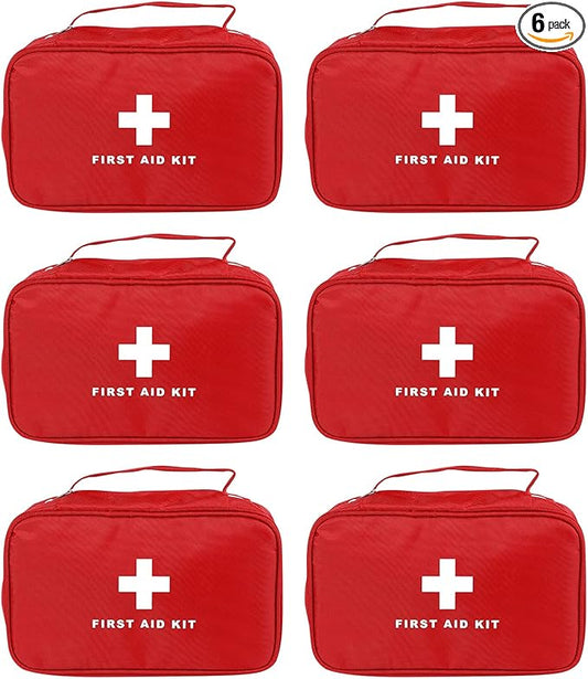 AOUTACC 6pcs First Aid Bag Empty, Waterproof Durable First Aid Kit Bag Empty with Zippered,First Responder Storage Medicine Emergency Bag for Home Office Kitchen Outdoor Travel Camping Activities-Red