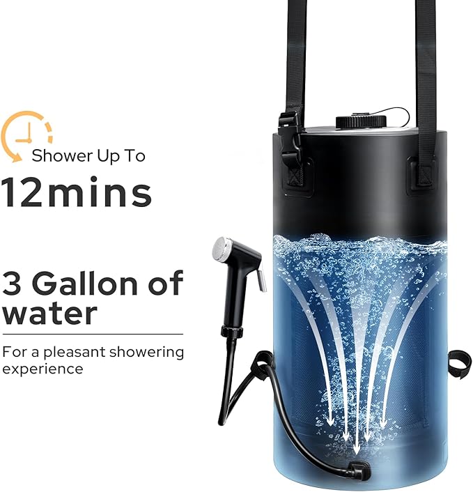 Solar Shower Bag, 5 Gal/3 Gal Portable Shower Bag for Camping, Solar Heating Outdoor Shower Bag, Upgraded Thickened Material Tear & Leak Proof, Camping Shower Bag for Traveling, Surfing