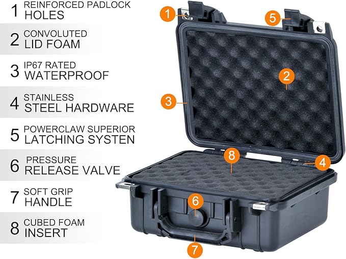 MEIJIA Portable All Weather IP67 Waterproof Protective Case,Hard Camera Case,Dry Case with Customizable Foam,Fit Use Of Drones,Camera,Equipments,10.62 x9.68x4.87inches