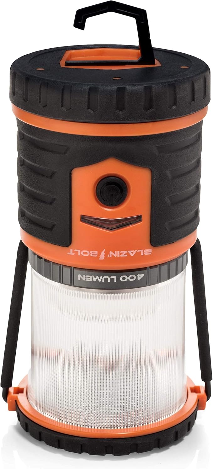 Blazin Bolt Rugged USB Rechargeable Lantern | 400 Lumen | 400 Hours of Light | 6000mAh Power Bank | 6 Modes | Camping, Emergency, Power Outage, Storm, Blizzard, Hurricane Survival