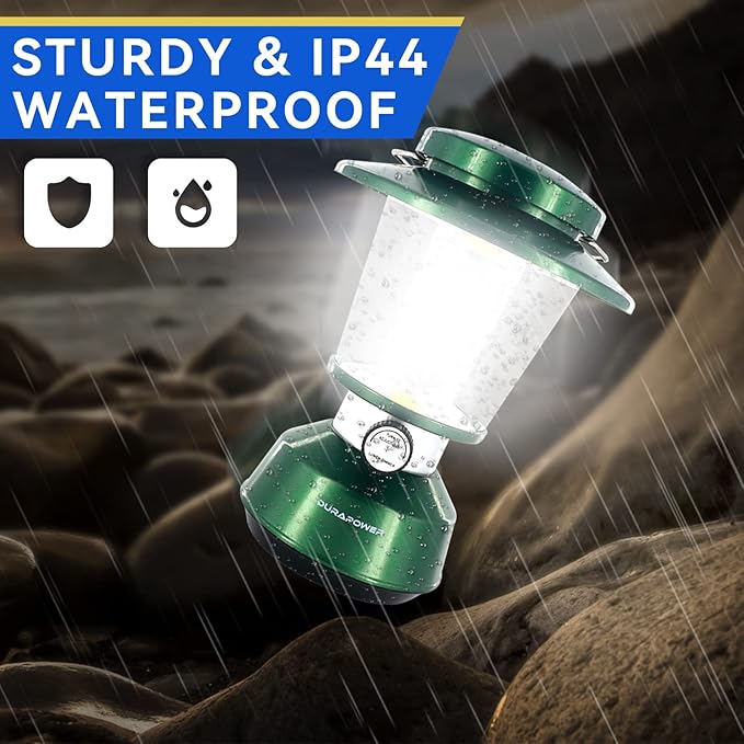 Durapower Rechargeable Camping Lantern,7500 Lumen Super Bright LED Camping Lantern, 7200 Mah Power Bank, IP44 Waterproof, 30 Hours, Portable Lantern for Hurricane, Power Outages