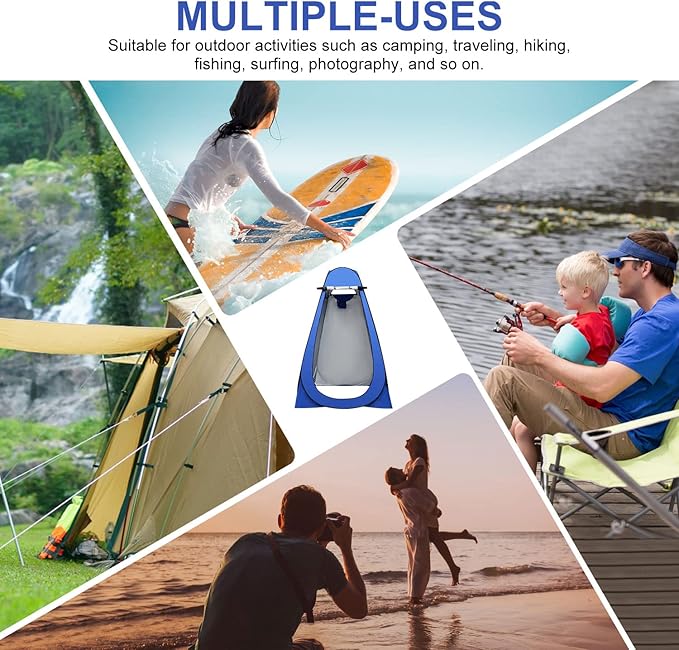 Pop Up Privacy Tent Camping Shower Kit 2 Pcs, 5 Gallon Outdoor Solar Portable Shower Bag Waterproof .Instant Tent Sun Beach Easy Set Up&Foldable for Hiking,Fishing,Beach,Washing,Outdoor