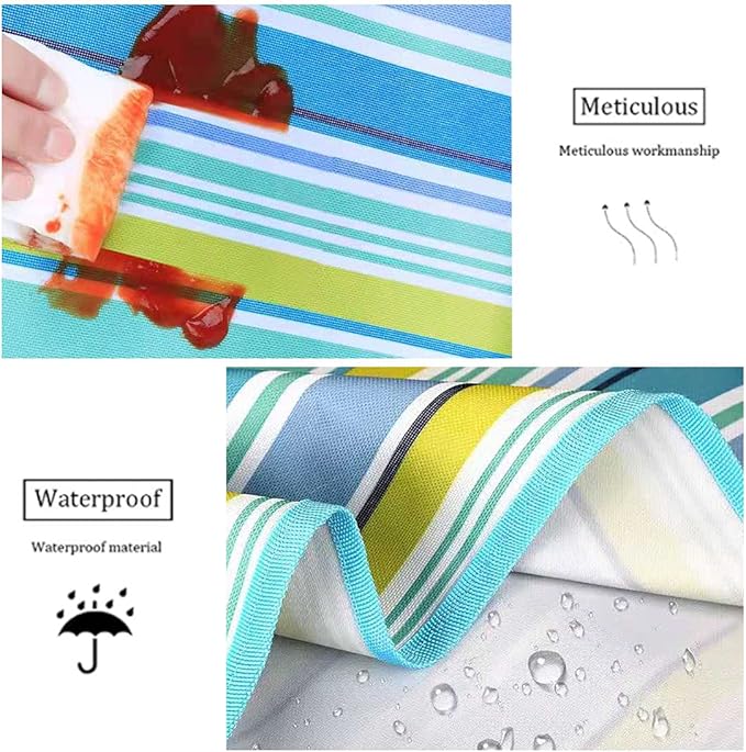 K Y KANGYUN Picnic Blanket | Beach Mat| Picnic Blankets for Indoor and Outdoor, 80" x 60" Sandproof Waterproof Larger Mats for Travel, Camping, Hiking, Park Grass, Handy Tote, Foldable (Blue Line)