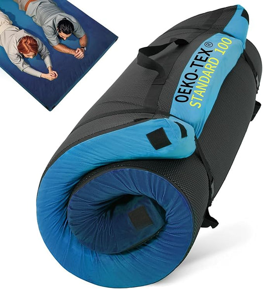 Memory Foam Camping Pad, Camping Sleeping Pad, Camping Mattress Pad with Pillow & Travel Bag, Portable Floor Mat Roll Up for Guest Adults Side Sleepers Indoor Outdoor Travel