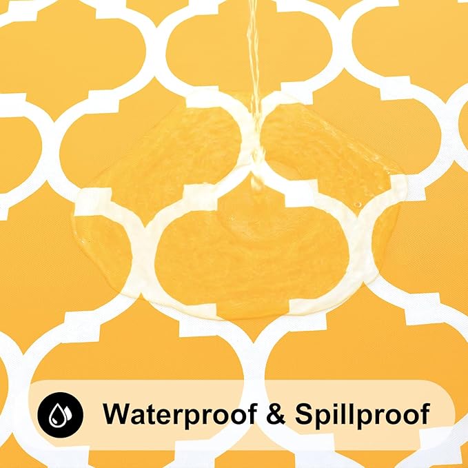 Smiry Rectangle Picnic Table Cover, Waterproof Elastic Fitted Camping Tablecloths for 6 Foot Tables, Wipeable Flannel Backed Vinyl Tablecloth Protector for Outdoor (Mustard Yellow, 30x72 Inches)