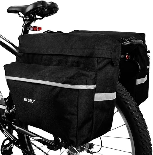BV Bike Panniers 26L With Adjustable Hooks, Commuter Panniers For Bicycles With Carrying Handle, Bag With 3M Reflective Trim For More Visibility, Fit Most Rack