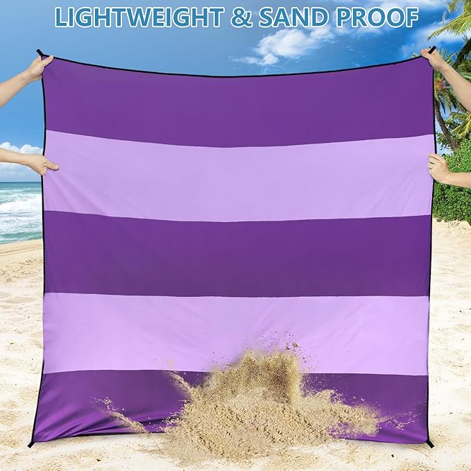 Beach Blanket Waterproof Sandproof Beach Mat 79" X 83" /10'x9'for 2-8 Adults Quick Drying Outdoor Picnic Mat Beach Accessories for Travel, Camping, Hiking