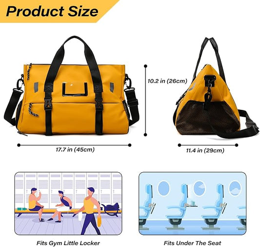Gym Bag for Women, Yoga Mat Bag with Shoes Compartment & Wet Dry Pockets & Adjustable Yoga Mat Holder