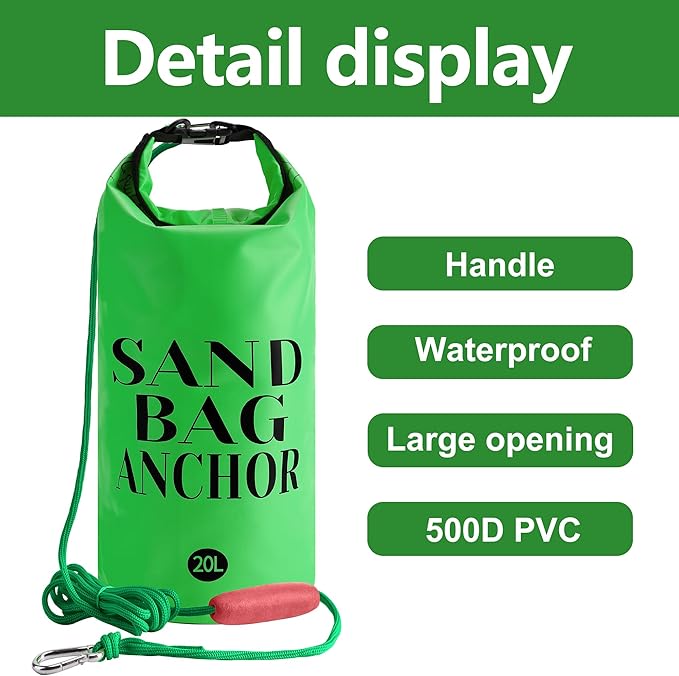 RunNico 500D Sand Anchor for Small Boats,2 in 1 PWC Jet Ski Anchor Kit with Adjustable Buoy,Waterproof Dry Bag for Jet Ski, Kayak, Boat, Watercraft and Canoe