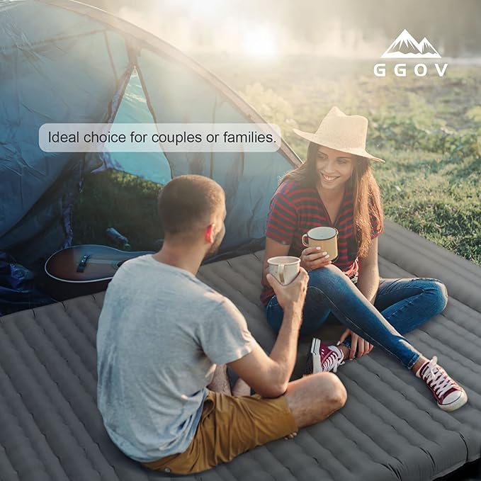 Double Sleeping Pad for Camping with Built-in Foot Pump, Extra Thick 4.7 Inch Inflatable Sleeping Pat and Pillow for Backpacking, Hiking, and Traveling