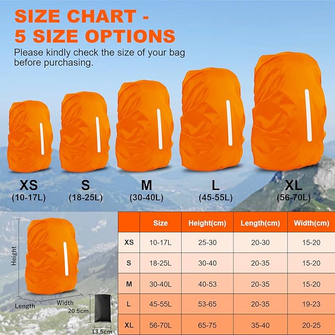 LAMA Waterproof Rain Cover for Backpack, Backpack Rain Cover with Reflective Strip and Antislip Cross Buckle Strap, Ultralight Compact Portable, for Cycling, Hiking, Camping, Traveling