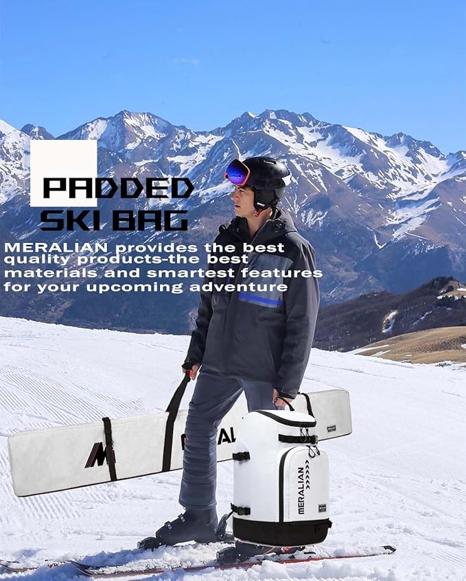 Padded Ski Bag,Waterproof Full Padded Single Ski Travel Bag with Adjustable Shoulder Strap.