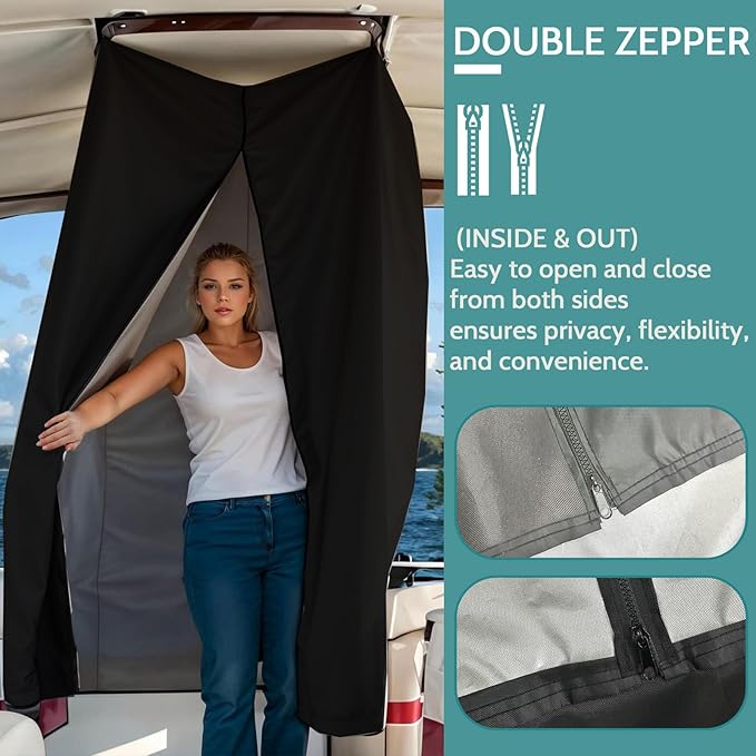 Privacy Curtain Tent for Boats, 420D Changing Room & Shower Awning for Pontoon, Waterproof Portable Shower Awning Under Bimini Top with Built in Mesh Bag 30" L x 27" W x 72" H