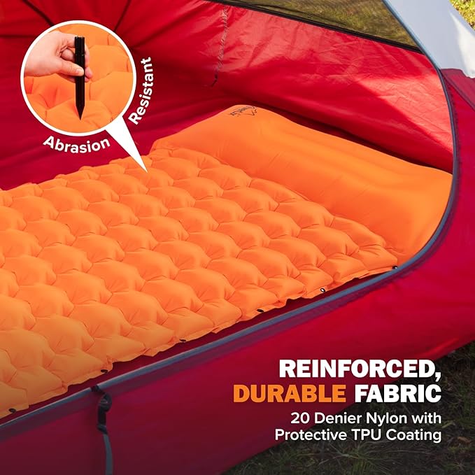 POWERLIX New Upgraded Sleeping Pad for Camping with Built in Pillow and Foot Pump, Carry Bag - Compact Lightweight Camping Mat, Outdoor Backpacking Hiking Travelling Camping Air Mattress Airpad