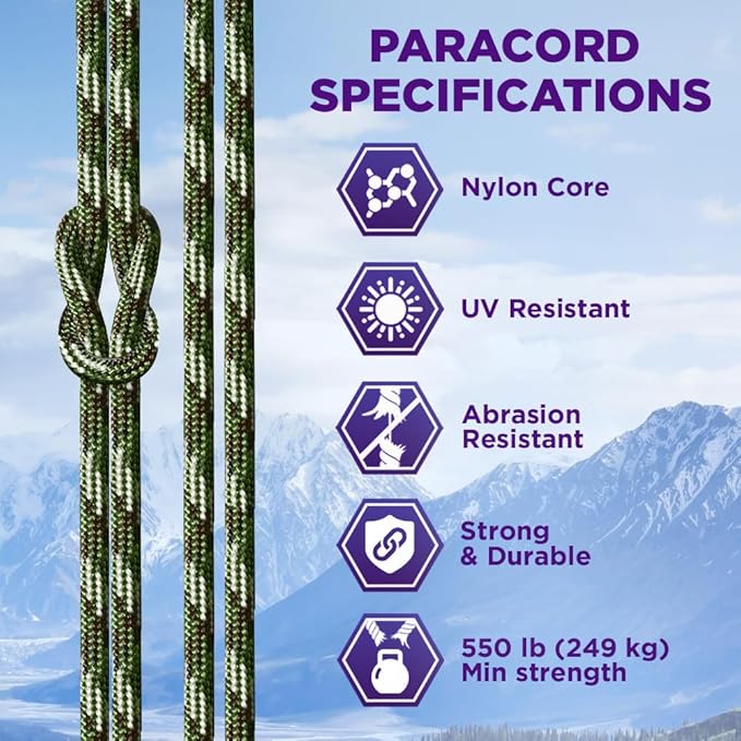 TECEUM Heavy Duty Rope 1000 – 1000ft / 200ft / 100ft / 50ft – 40+ Colors – Utility Rope for Survival & Camping Gear – Nylon String, Camping Rope, para Cord, Utility Nylon Rope, Tent Cord