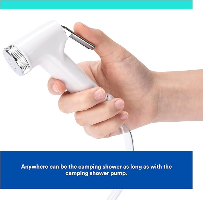 HappyPo Camping Shower - Portable Camping Solar Shower Pump- Shower Bag with Pressure Foot Pump with Temperature Indicator - Camp Water Equipment for Road Travel