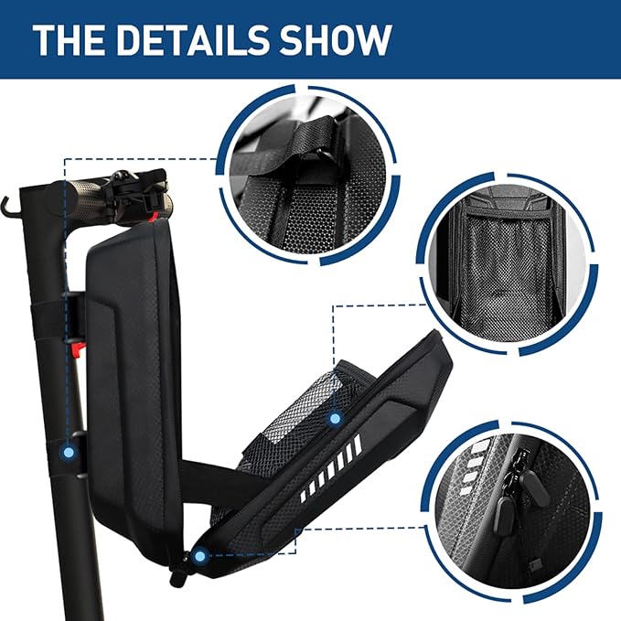 Hiboy Scooter Storage Bag, 3L/4L Large Capacity Scooter Handlebar Bag, Front Hanging Bag for Electric Scooter/Electric Bike, for Carrying Chargers, Phone, Keys with Waterproof Hardshell EVA Material