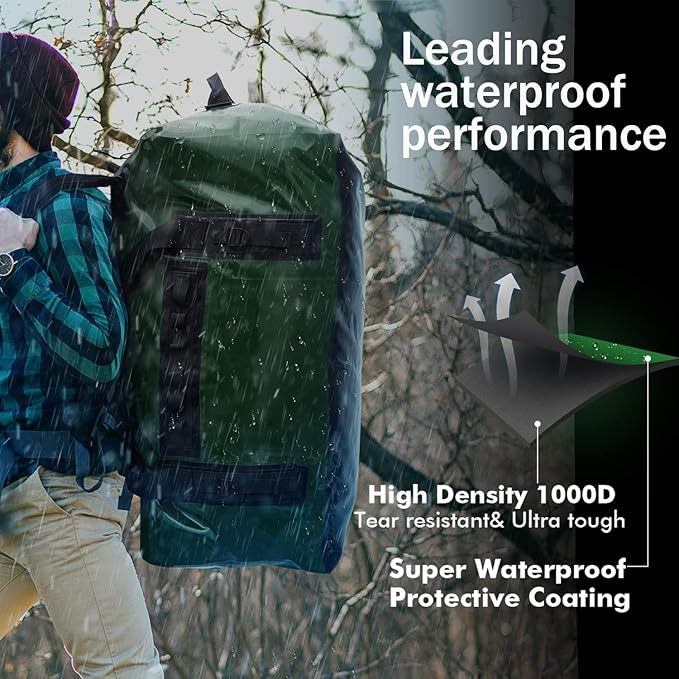 Buffalo Gear Waterproof Duffel Bag Waterproof Duffle Bag 120L Large Dry Bag to Keep Your Gear Dry for Travel Hunting Camping Boating Motorcycling