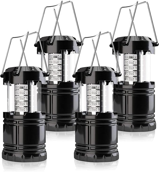 Camping Lantern, 4 Pack Brightness Adjustable LED Camping Lights, Collapsible IPX4 Waterproof Survival Lanterns for Power Outages, Home Emergency, Camping, Hiking, Hurricane