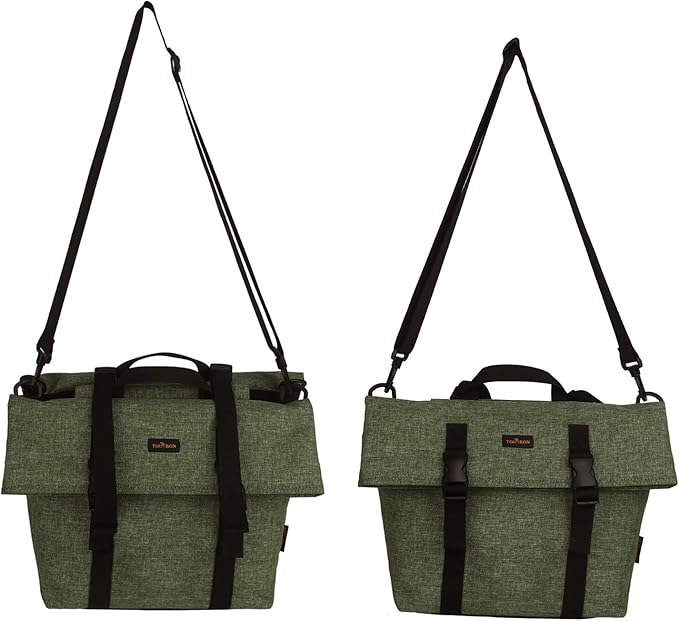 TOURBON Nylon Double Pannier Shoulder Bags Bicycle Rear Rack Trunk Motorcycle Tail Seat Bag - Green
