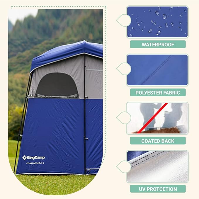 KingCamp Shower Tent, Large Portable 1/2 Room Dressing, Toilet and Changing Tents with Shower Bag & Floor for Camping & Travel