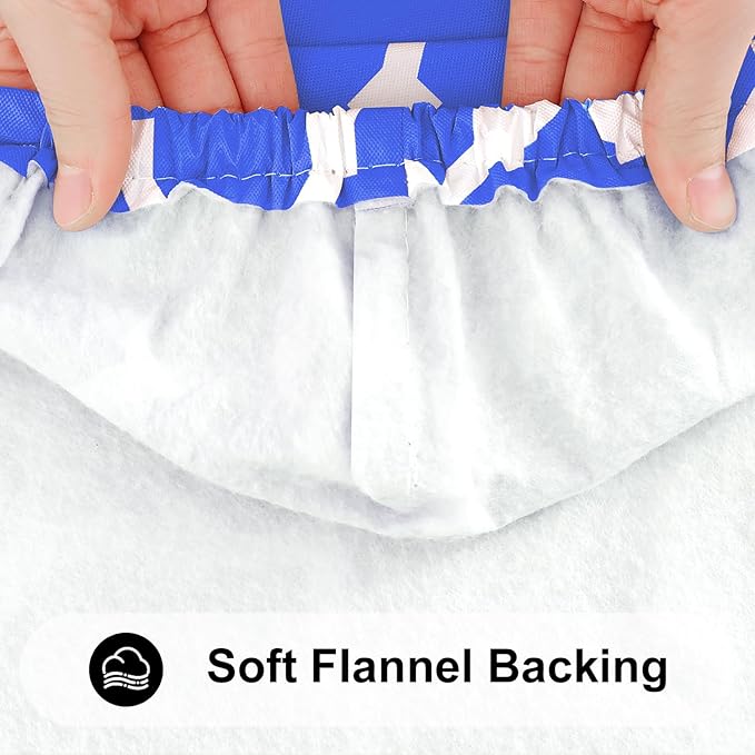 Smiry Rectangle Picnic Table Cover, Waterproof Elastic Fitted Camping Tablecloths for 4 Foot Tables, Wipeable Flannel Backed Vinyl Tablecloth Protector for Indoor, Outdoor (Blue, 30x48 Inches)