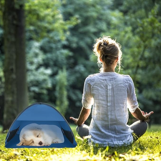Beach Sun Shelters Pop Up Beach Tent, 1 PCS Portable Sun Shelter Tent for Anti-UV Windproof Camping Picnic Tent Small Dogs Cats and Other Small Pets, Blue