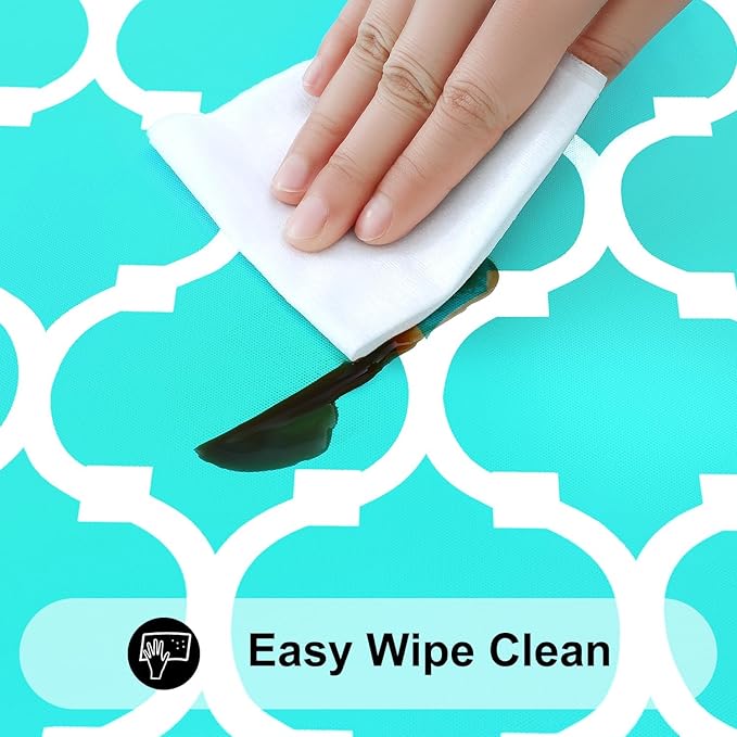 Smiry Rectangle Picnic Table Cover, Waterproof Elastic Fitted Camping Tablecloths for 4 Foot Tables, Wipeable Flannel Backed Vinyl Tablecloth Protector for Indoor, Outdoor (Teal, 24x48 Inches)