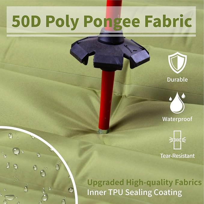 MEETSUN Insulated Sleeping Mat for Camping,50D Poly Pongee Fabric,Wear-Resistant,Enlarged Size,5" Thick Camping Mattress Pad with Built-in Foot Pump,Lightweight Sleeping Pad for Backpacking,Car,Tent.