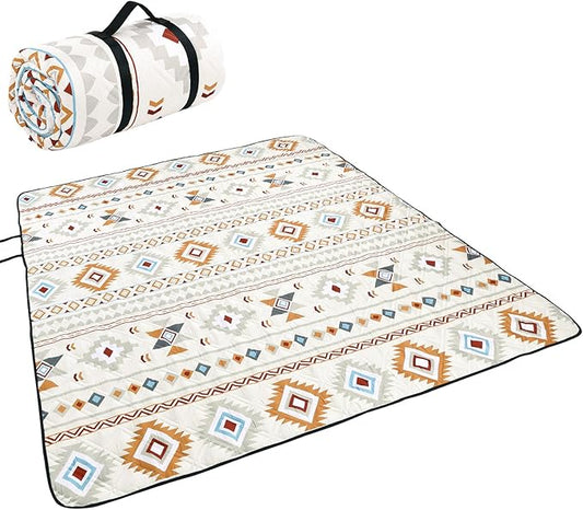 HiiARug Picnic Blankets Extra Large Picnic Outdoor Blanket 80"x80" Waterproof Foldable Outdoor Rug Boho Beach Blanket Sandproof Camping Mat Picnic Mat for Beach, Camping Grass Lawn Park Accessories