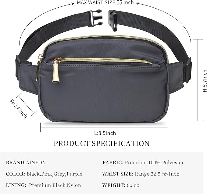 Fanny Packs for Women Men Fashion Plus Size Waist Pack Belt Bag Fanny Pack for Girls Boys with 5 Pockets Adjustable Belt, Cute Bum Bag Hip Bags for Travel Disney Running