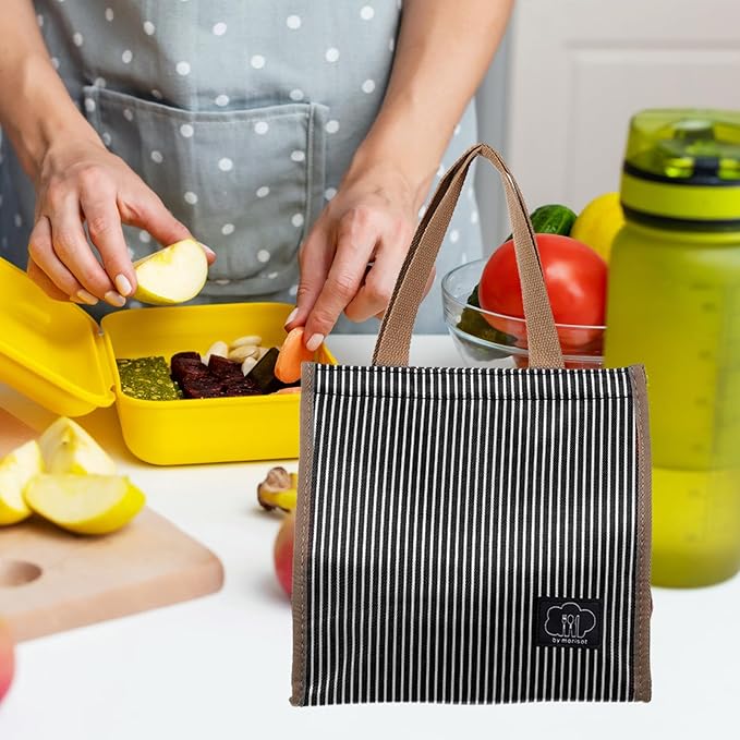 PATIKIL Insulated Lunch Bag, Oxford Cloth Waterproof Lunch Tote Bag Thermal Portable Lunch Box Food Container for Work Office Picnic Outdoor, 9.45"x5.91"x8.66", Black