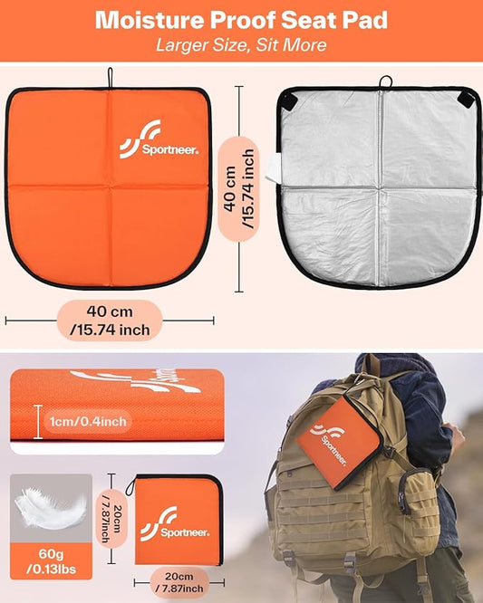 Sportneer Sitting Pad, Sit Pads for Backpacking Portable Camping Sit Pad Waterproof Folding Pad Stadium Seat Pad for for Camping Picnics Hiking