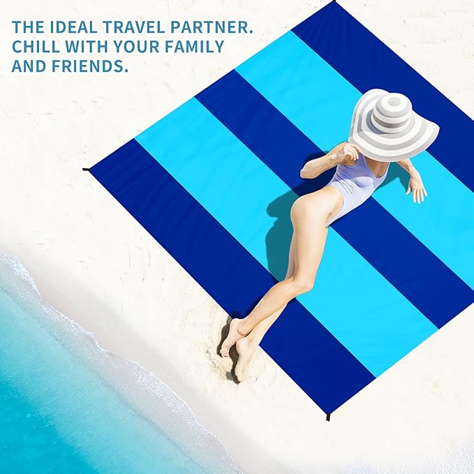 BYDOLL Beach Blanket Waterproof Sandproof 78''×81'' Suits1-4 Adults Compact Lightweight Oversized Sand-Free Blanket Large Picnic Mat for Beach Travel Camping Hiking