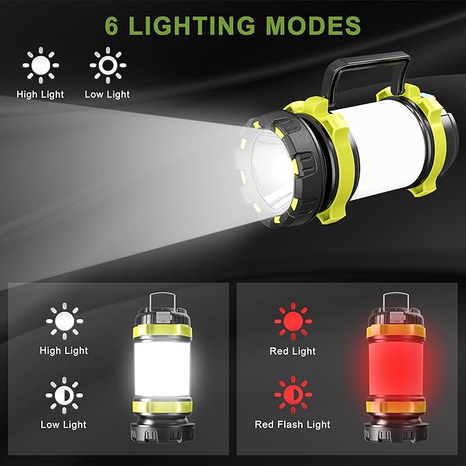 Camping Lantern Rechargeable, Alpswolf Camping Flashlight 4000 Capacity Power Bank,6 Modes, IPX4 Waterproof, Led Lantern Camping, Hiking, Outdoor Recreations Green 4 Pack