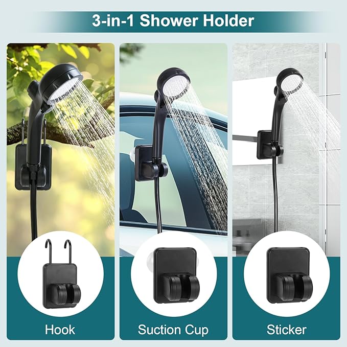 Portable Shower for Camping with 20L / 5.28 Gallons Foldable Bucket, 7800mAh Rechargeable Shower Pump, Outdoor Shower Kit with Digital Display for Hiking, Travel, Car, Pet