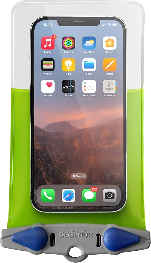 Aquapac Waterproof Phone Case, Medium, Grey, Lanyard, iPhone and Android, Made in The UK, Hiking, Mountain Biking, Running Accessory, Travel Essential, 5 Year Warranty. IPX8 Certified to 30 ft deep.