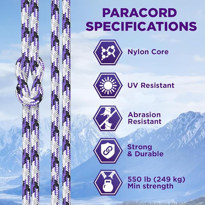 TECEUM Heavy Duty Rope 1000 – 1000ft / 200ft / 100ft / 50ft – 40+ Colors – Utility Rope for Survival & Camping Gear – Nylon String, Camping Rope, para Cord, Utility Nylon Rope, Tent Cord