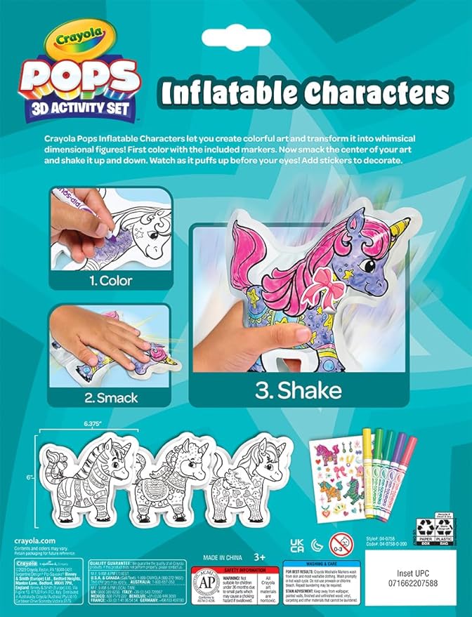 Crayola Pops Inflatable Characters, Coloring Set for Kids, Gift for Boys & Girls, Ages 5, 6, 7, 8