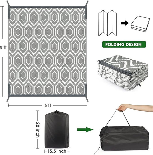 Camping Rugs, Clearance Plastic Straw Rug Weatherproof Reversible, Large Floor Mat for Outdoors, RV, Patio, Backyard, Deck, Picnic, Beach, Trailer, Camping