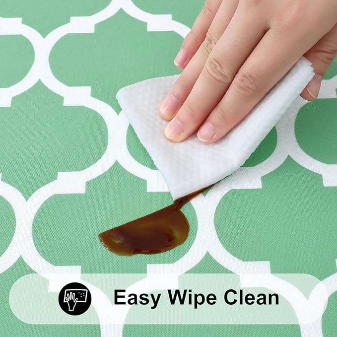 Smiry Rectangle Picnic Table Cover, Waterproof Elastic Fitted Camping Tablecloths for 6 Foot Tables, Wipeable Flannel Backed Vinyl Tablecloth Protector for Indoor, Outdoor (Sage Green, 30x72 Inches)