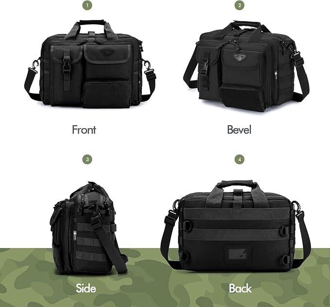 BAGZY Tactical Messenger Bag for Men Multifunctional Tactical Briefcase, Men's Military Laptop Bag 14/15.6/17.3 Inch Professional Work Bag for Business Teacher Office Travel