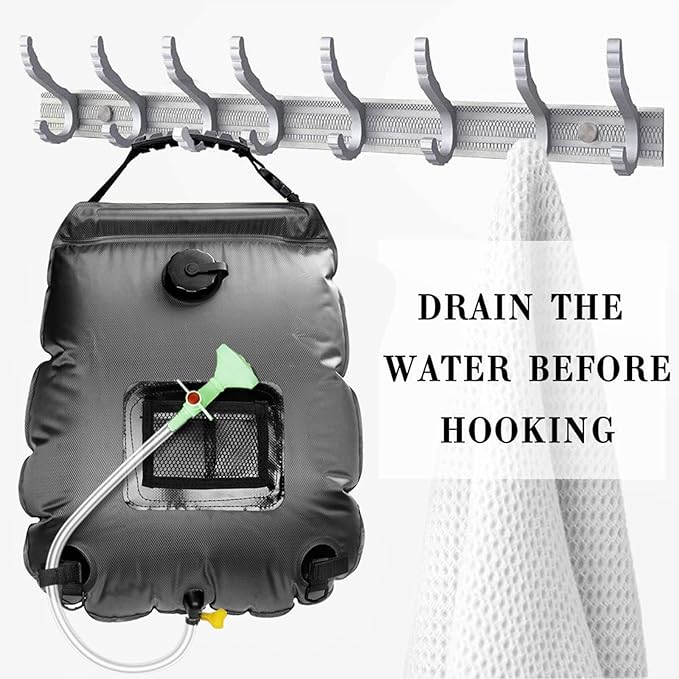 Solar Shower Bag | 5 Gal/20L Solar Heating Camping Shower Bag | Removable Hose | On-Off Switchable Shower Head | Ducha Portatil | Traveling Shower | Portable Shower for Beach Swimming, Hiking