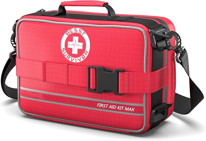 Comprehensive First Aid Kits, Premium Trauma Kit with Labeled Compartments for Home, Car, Travel, Camping, Vehicle, School, Tear-Resistant Medical Kit for Sports & Emergency Needs