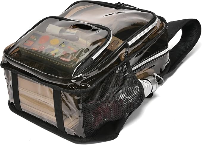 Clear Backpack, 15'' Clear Backpacks for School Heavy Duty See Through Bookbag Amber 0.6mm PVC Backpack for Men Women
