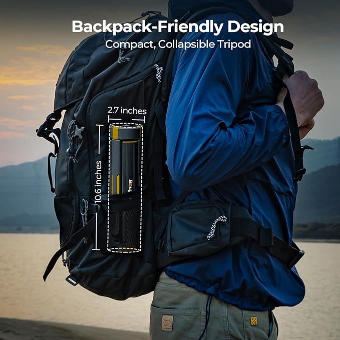 BougeRV Telescopic Camping Light, 15600mAh Collapsible Outdoor Light, Rotatable Electric Lantern, IP54 Waterproof Flashlight, Cordless Camping Tent Lamp for Emergency, Camping, Hiking(Black)