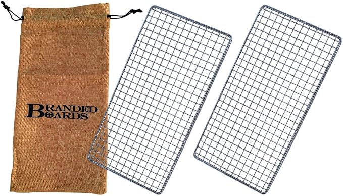 Portable Bushcraft Stainless BBQ Cooking Grill Grate, Bamboo Cutting Board, Burlap Bag, Mini Knife, Fire Starter Kits. Camping, Campfires, Backpacking, Hunting & Fishing Gear
